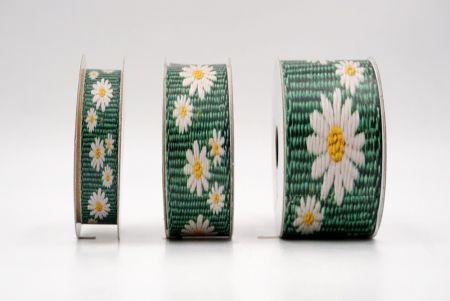 Gänseblümchen in Grün Jacquardband_AI-KN